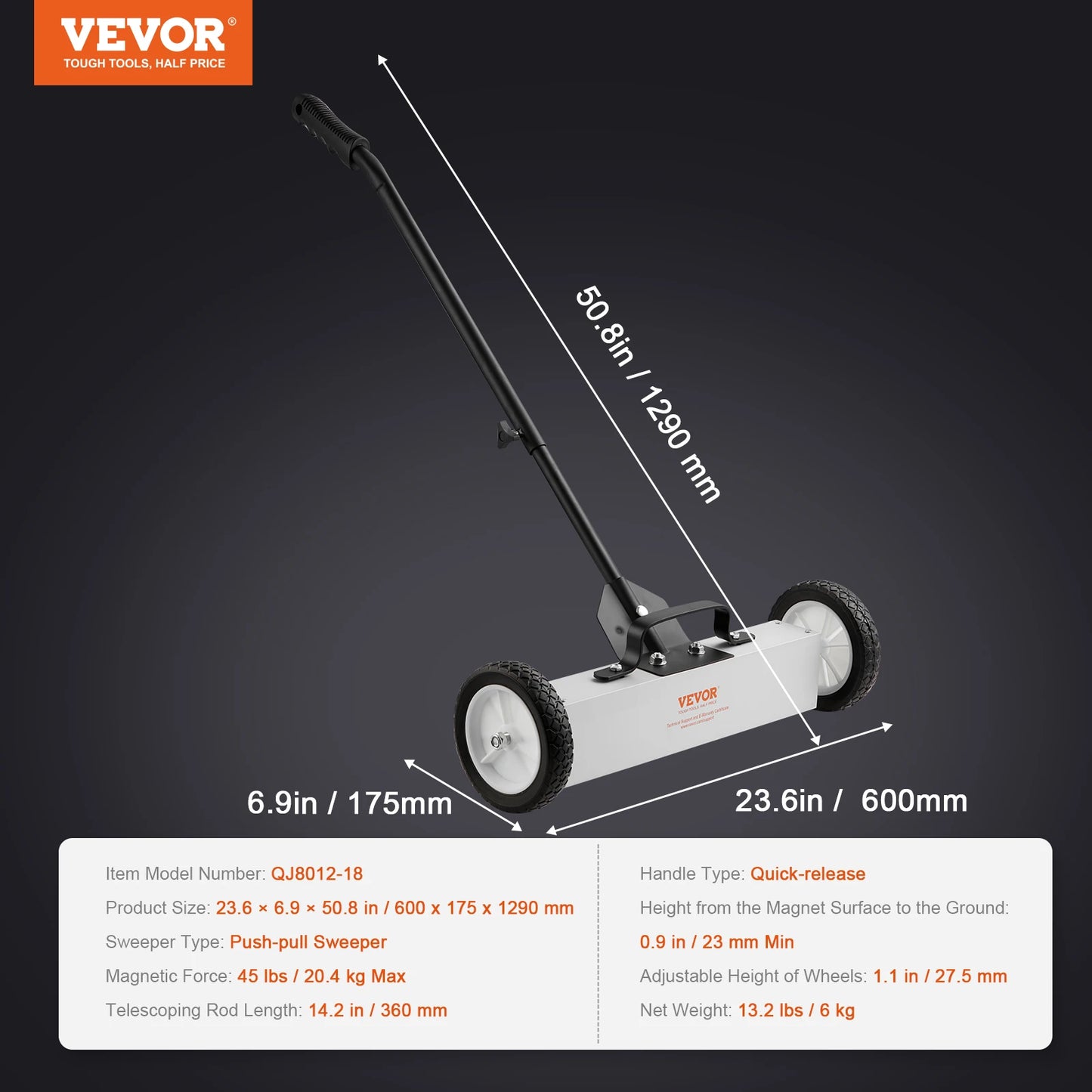 Magnetic Sweeper With Wheels Push Type Magnetic Pickup For Lawn