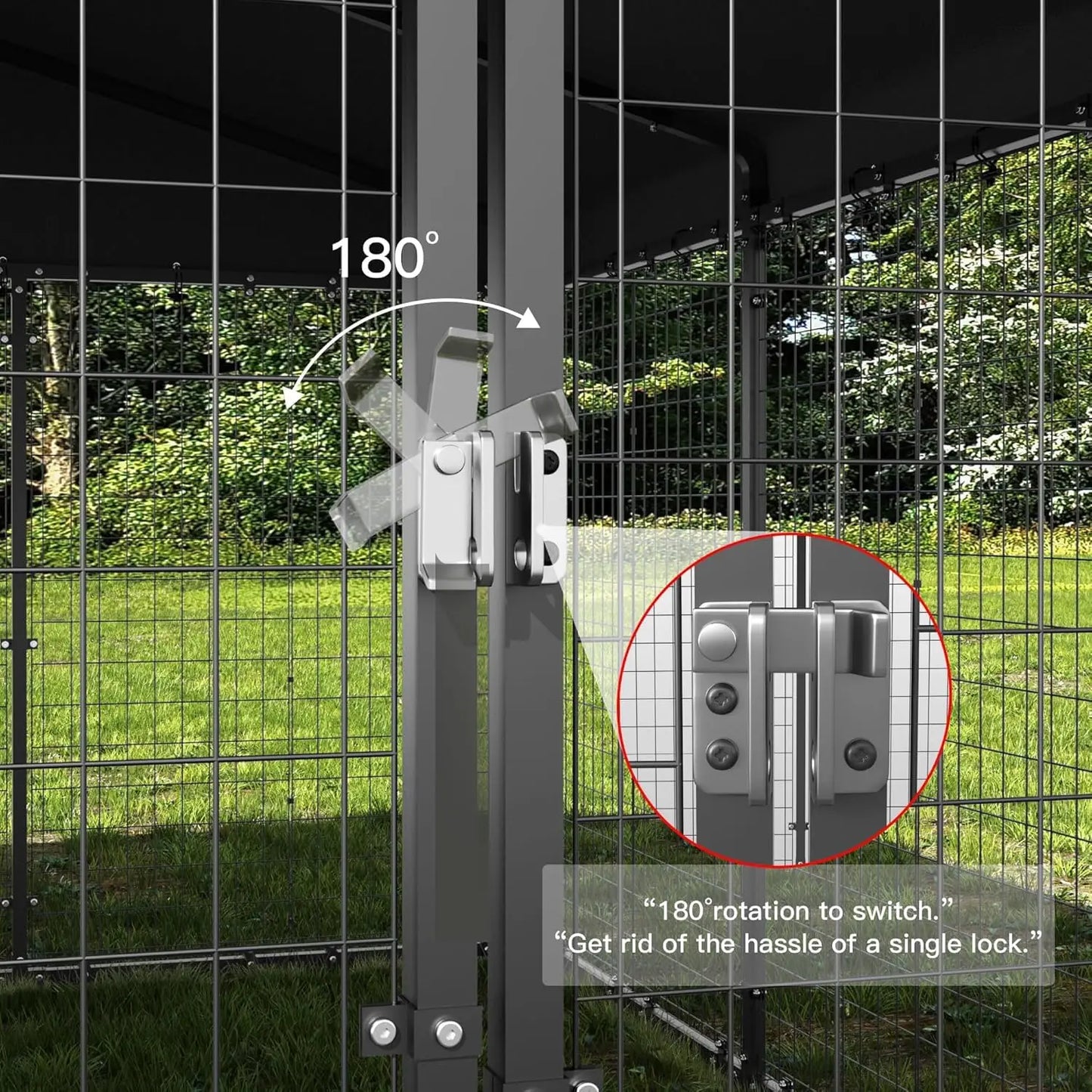 Galvanized Steel Dog Kennel With Double Locks UV Roof Cover
