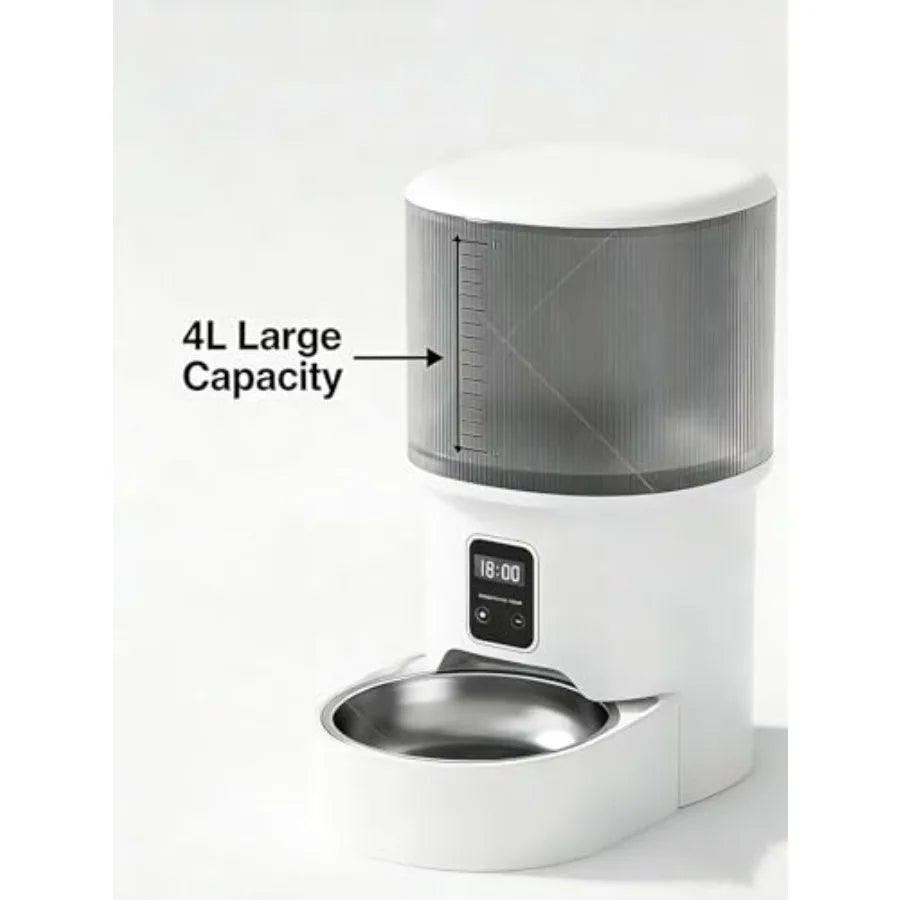 Pet Automatic Feeder 50g To 500g Portion Control LCD Anti Jam Plastic Plug In