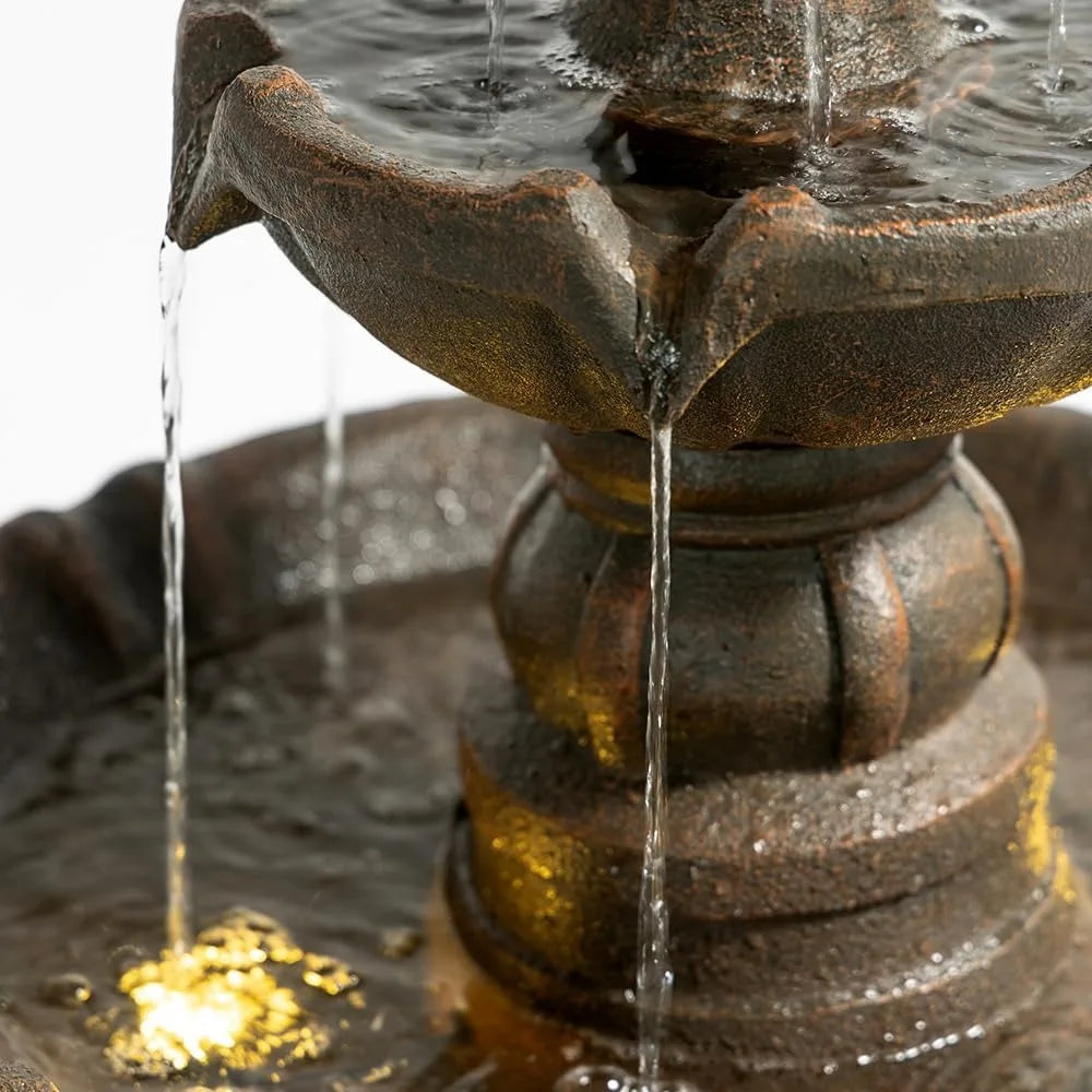 Three Tier Outdoor Water Fountain Weather Resistant Resin Bird Bath