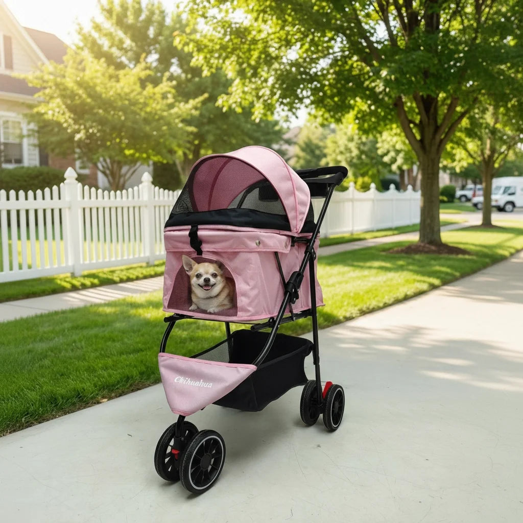 Chihuahua Pet Stroller For Dogs And Cats Foldable Portable