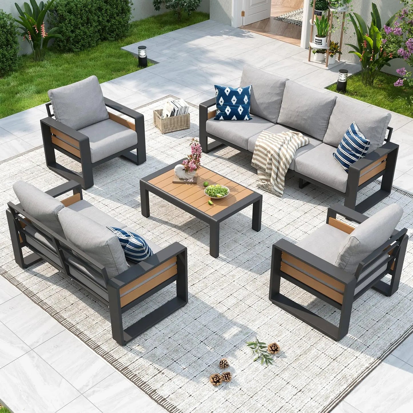XIAOLANG Aluminum Patio Furniture Set Outdoor Sectional Olefin Cushions