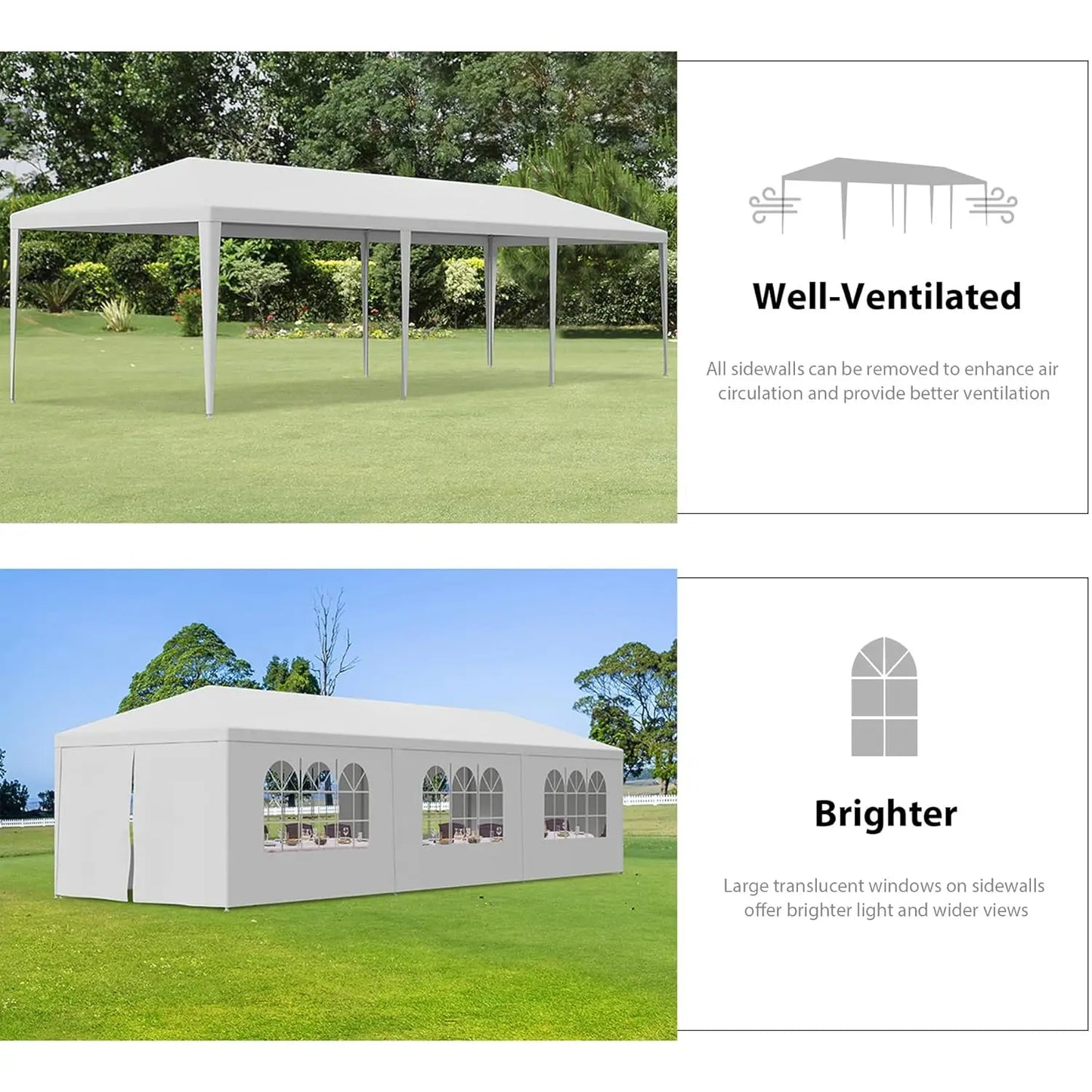 Outdoor Waterproof Gazebo Canopy Tent With Removable Sidewalls And Windows