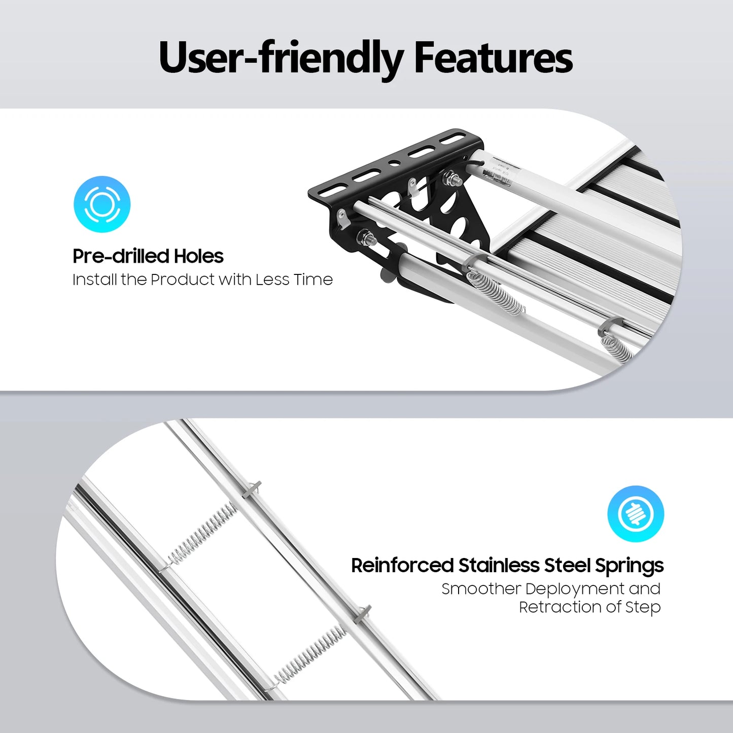 Bymaocar Folding RV Step With LED Light Aluminum Alloy 150kg