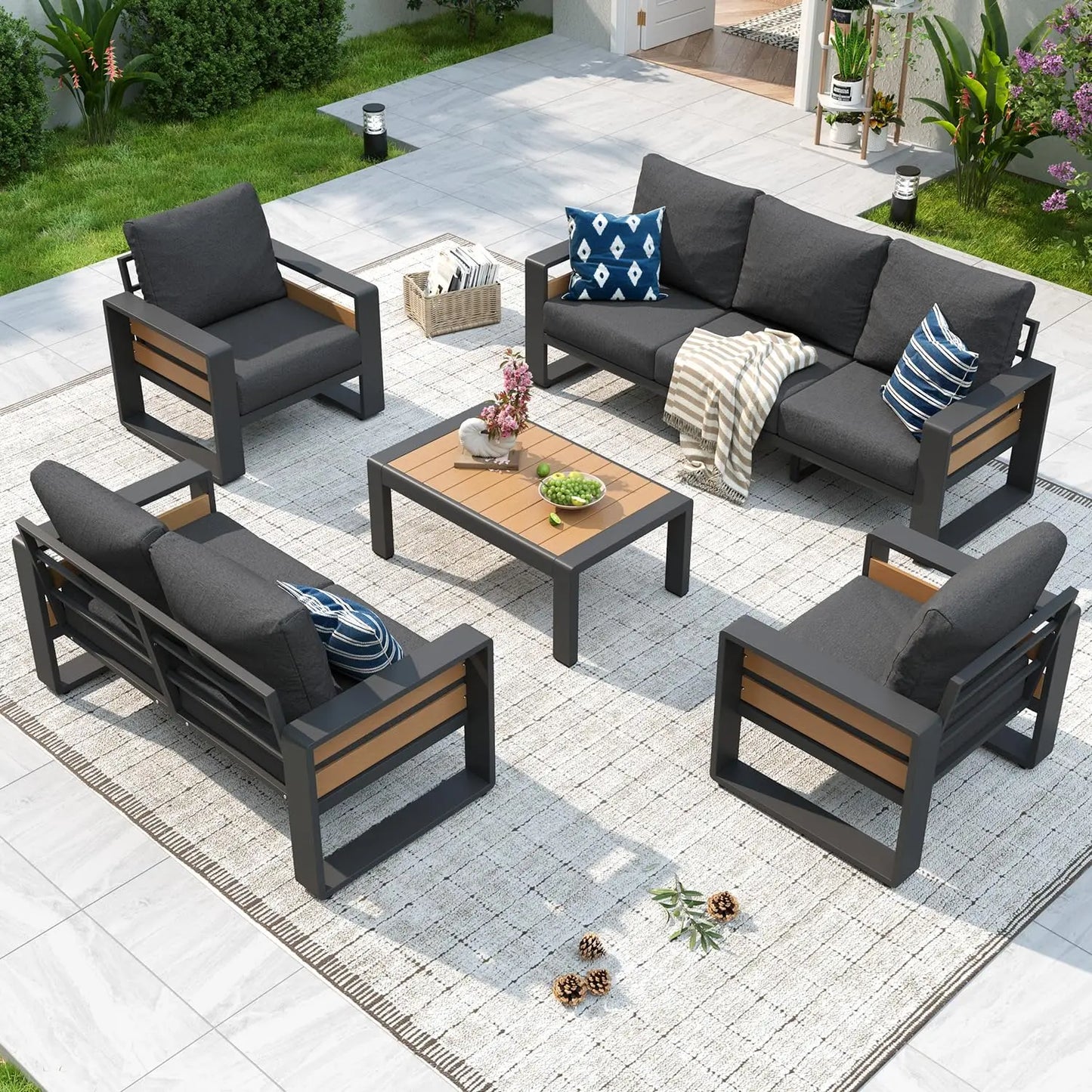 XIAOLANG Aluminum Patio Furniture Set Outdoor Sectional Olefin Cushions