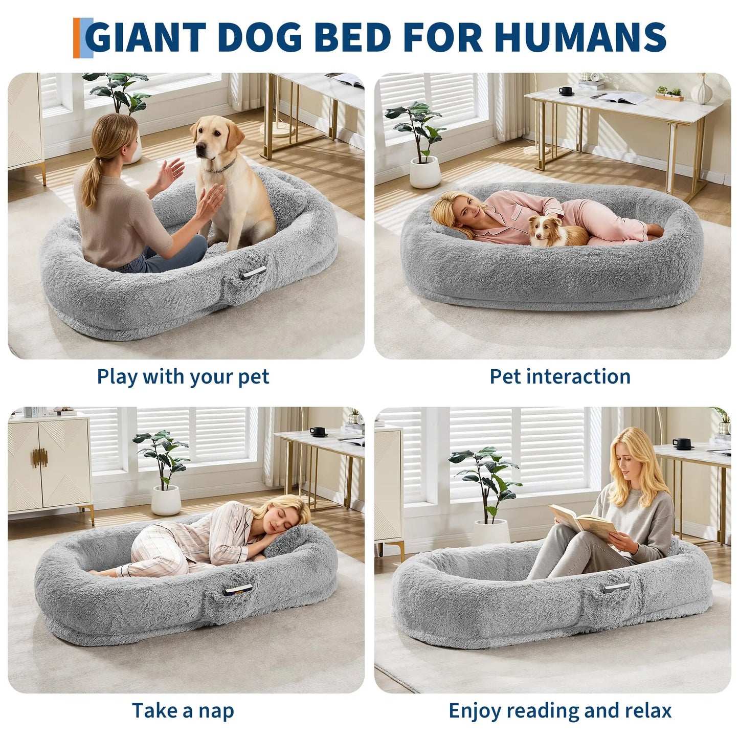 HiMISSCN Human Dog Bed Memory Foam Orthopedic Faux Fur Pillow