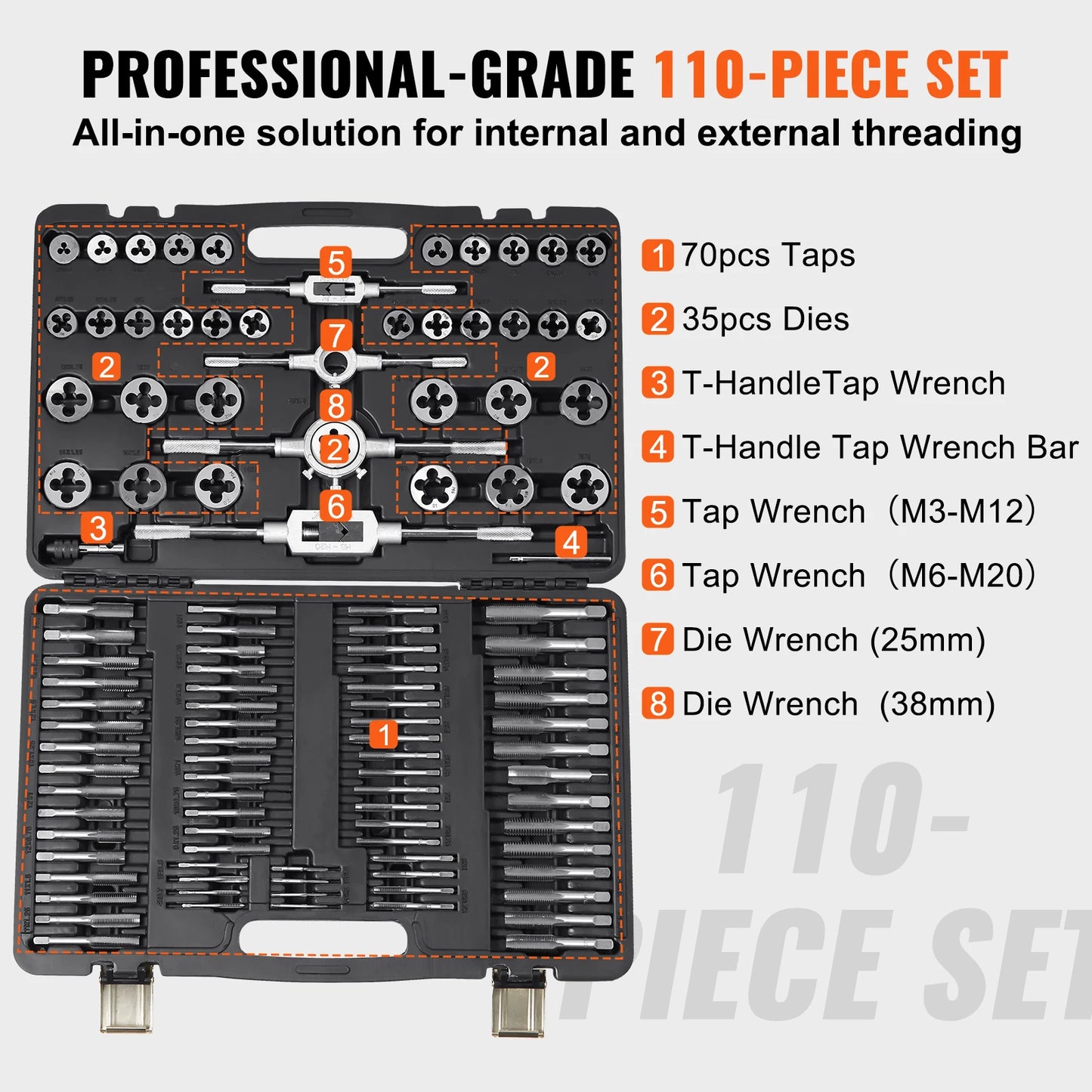 SucceBuy Tap And Die Set Bearing Steel Metalworking Threading Tools