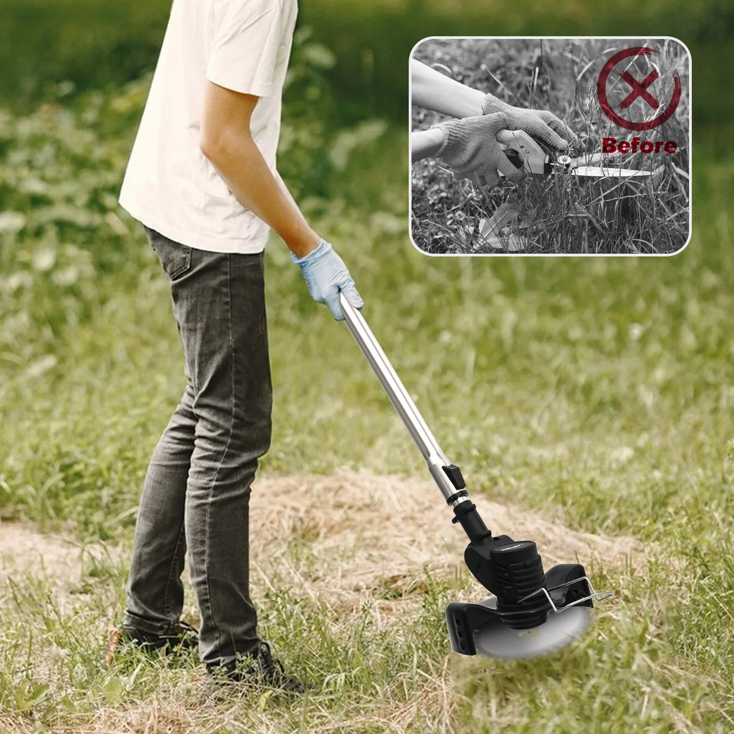 Cordless Electric Weed Wacker 21V With 2x2.0Ah Battery
