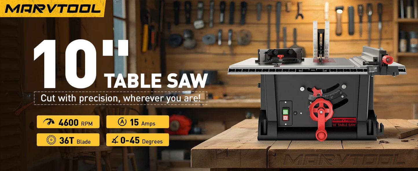 Marvtool Table Saw For Jobsite 4600 RPM 36T Blade