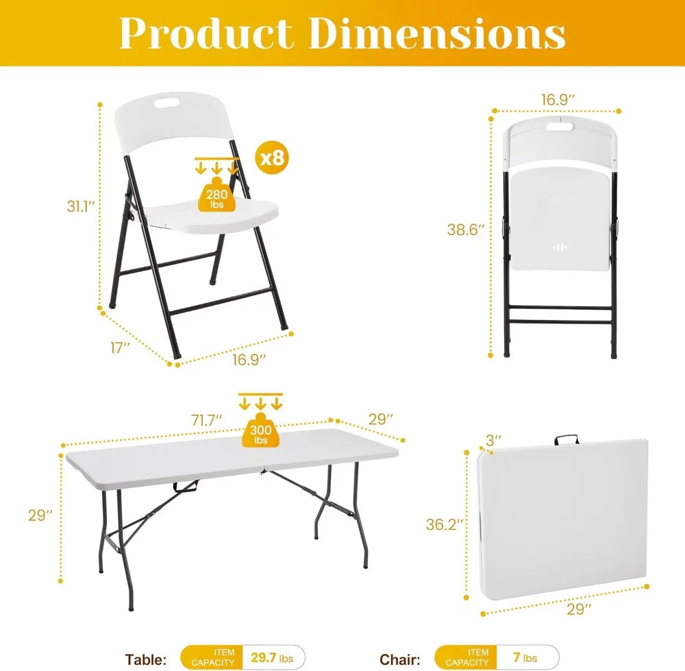 Foldable Outdoor Dining Set With Eight Chairs Patio