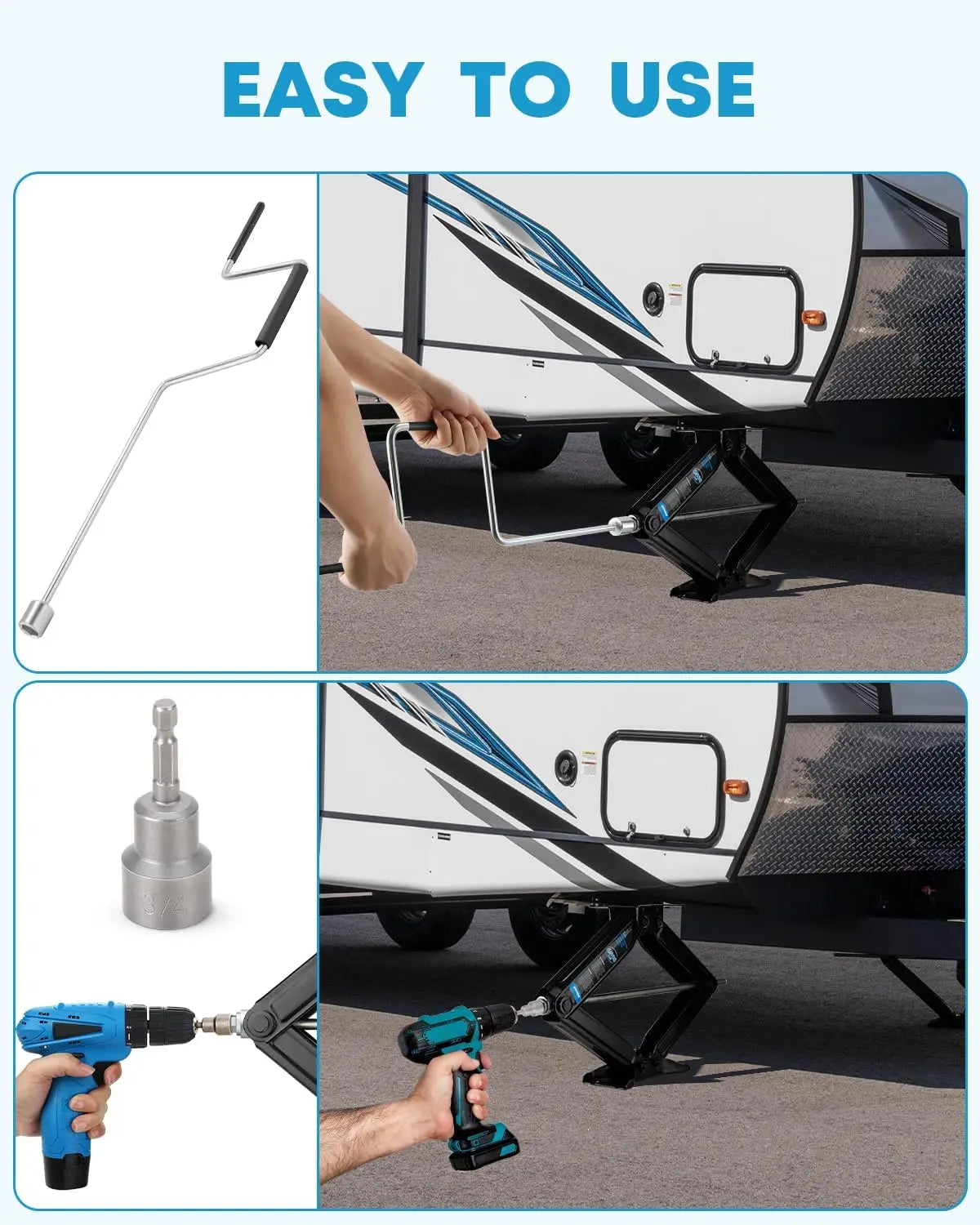 Heavy Duty RV Stabilizer Jacks 2 Pack For Travel Trailer With Crank Handle