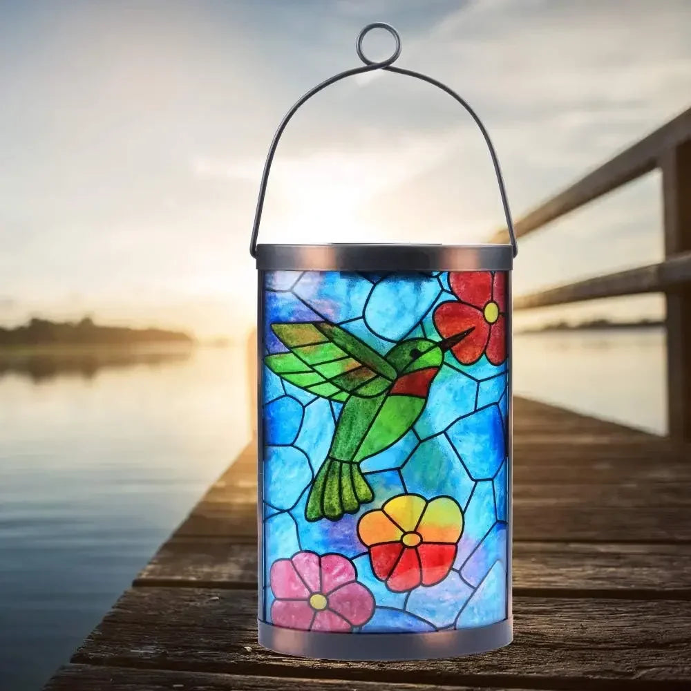 Hanging Solar Lantern Outdoor LED Hummingbird Lights Patio Garden