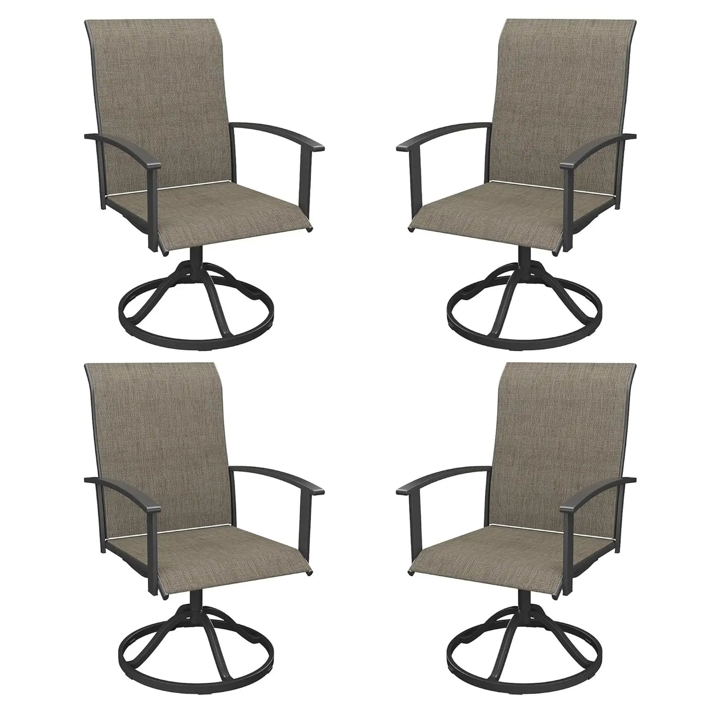 Swivel Patio Chairs Set of 4 High Back Textilene Dining