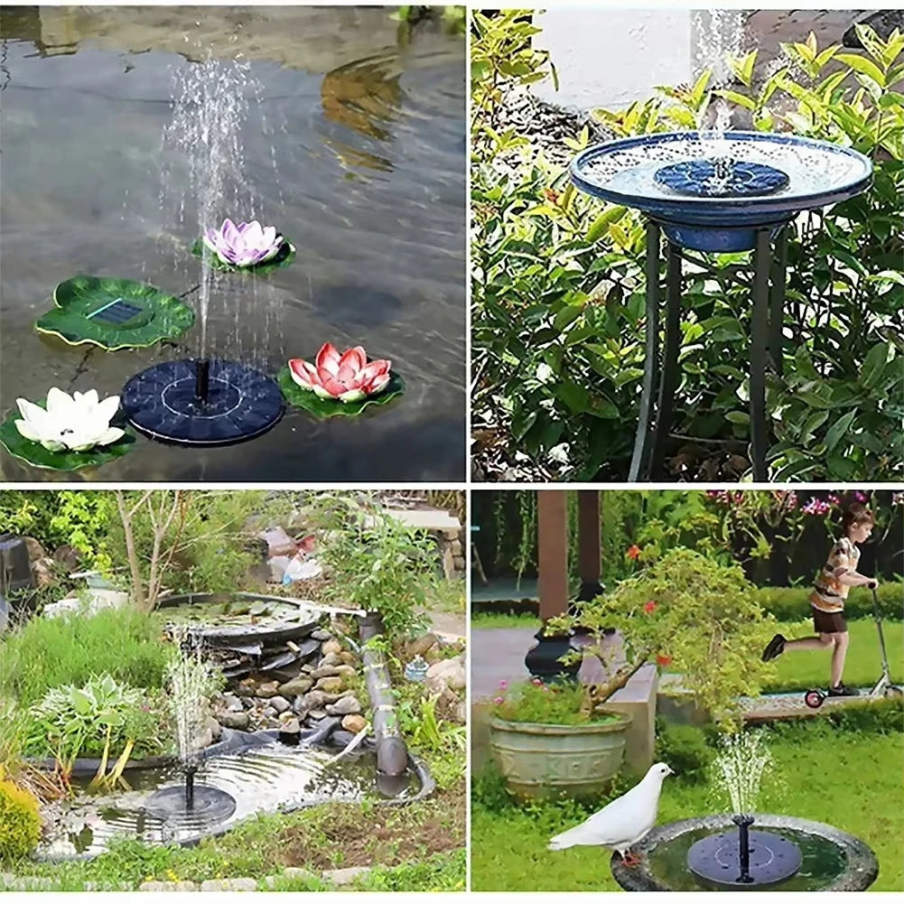 Solar Fountain Pump For Bird Baths And Ponds With Nozzles
