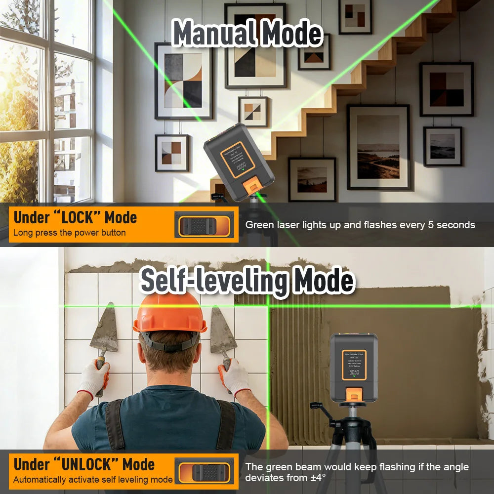INORM Two Line Laser Level Self Leveling Green Beam