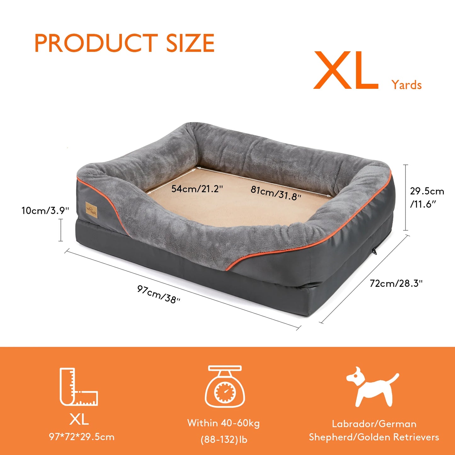 BINGOPAW Large Dog Bed Anti Allergy Removable Washable Cover Waterproof