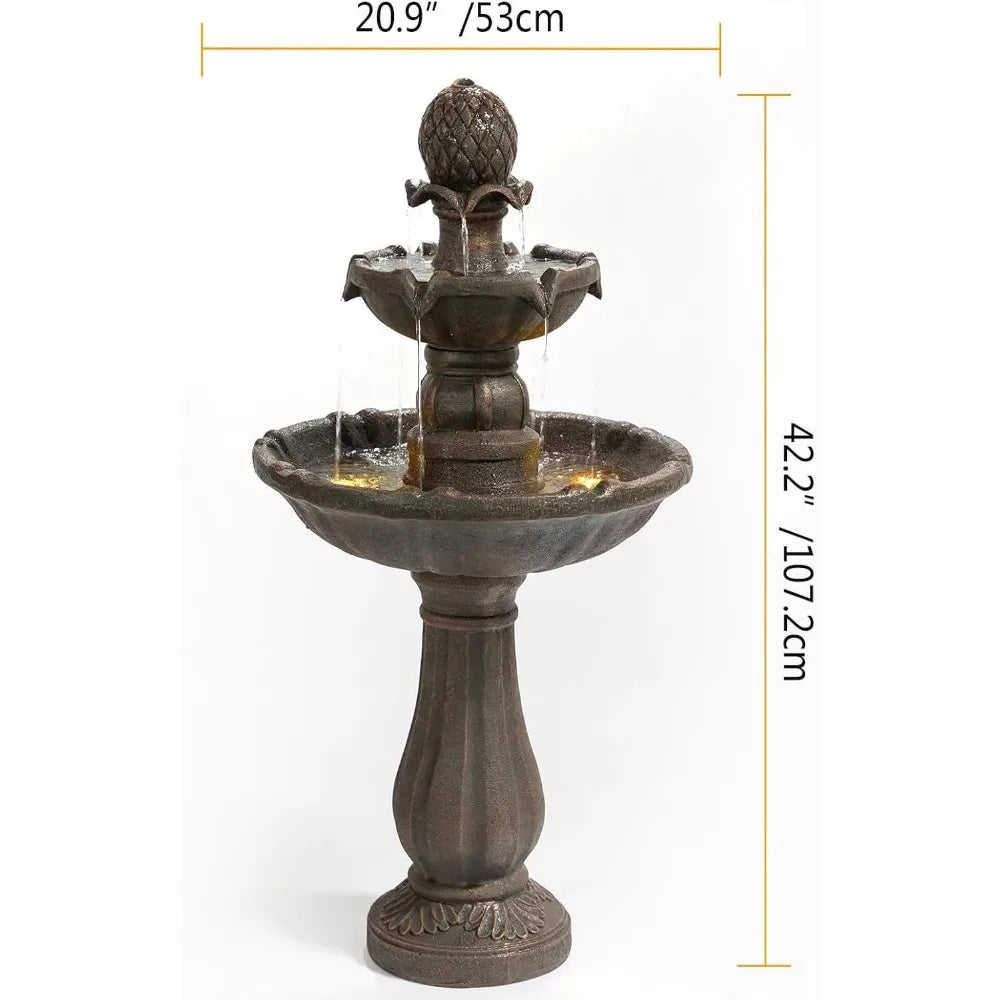 Three Tier Outdoor Water Fountain Weather Resistant Resin Bird Bath