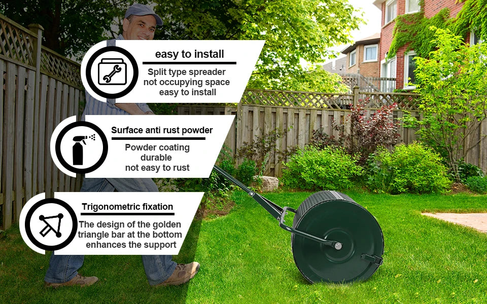 Compost T Shape Handle Metal Mesh Spreader For Lawns Garden