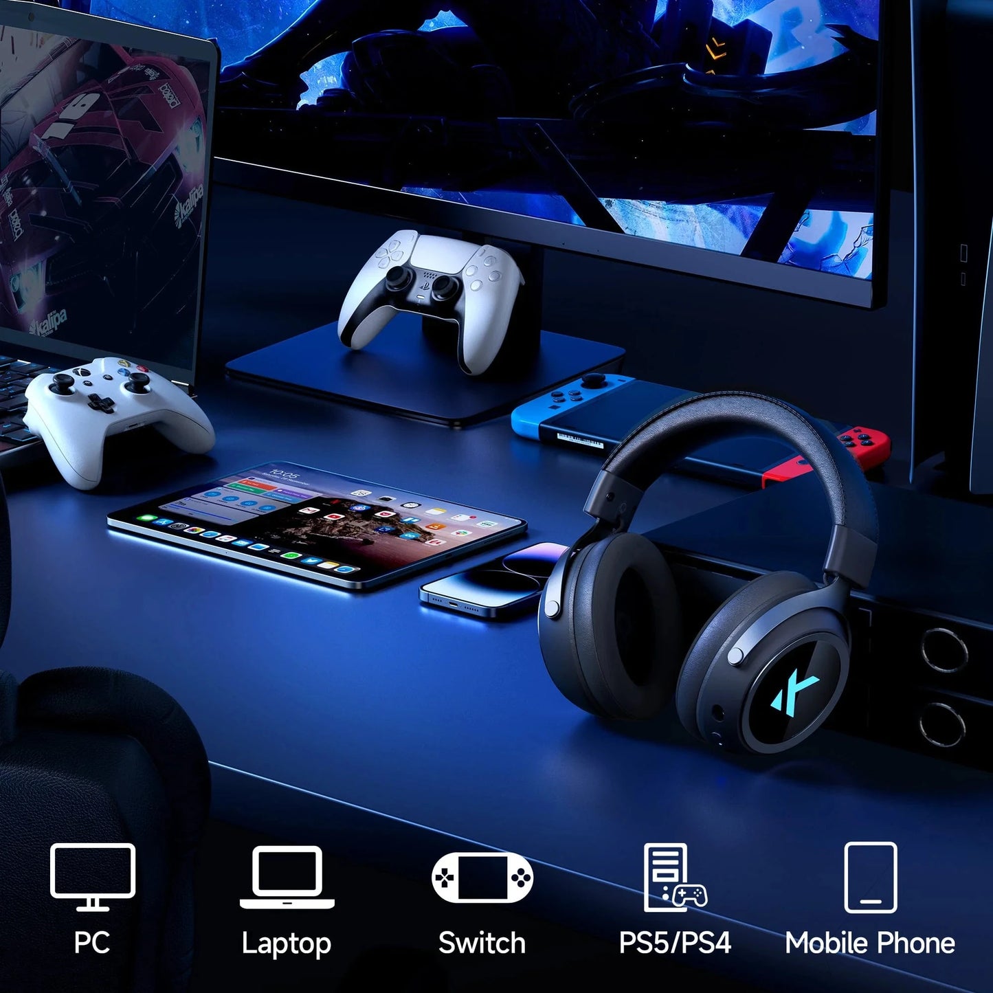 MCHOSE X9 Wireless Headworn Gaming Headset 2.4GHz Bluetooth