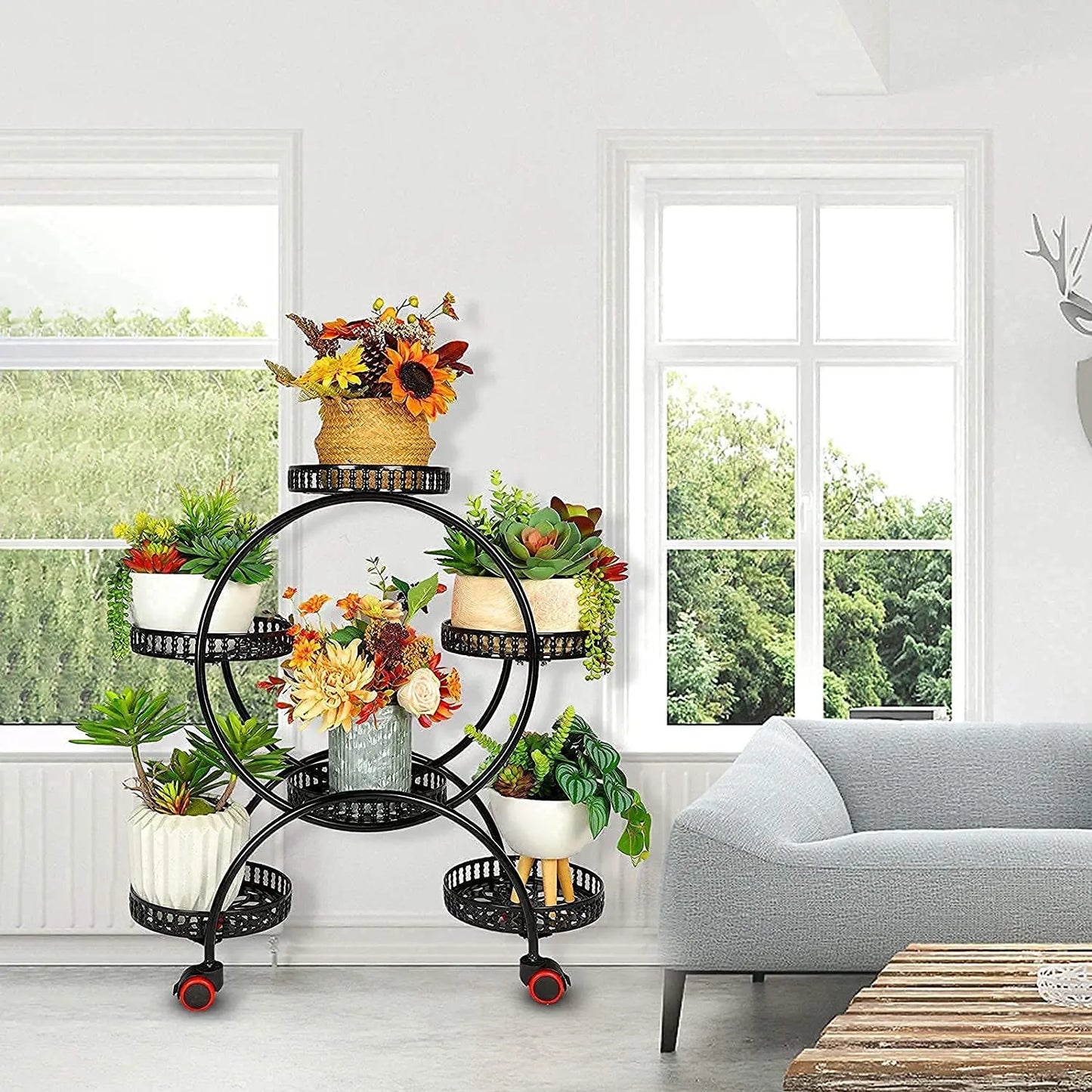 BINGOPAW Metal Plant Stand Multi Layer Holder With Wheels