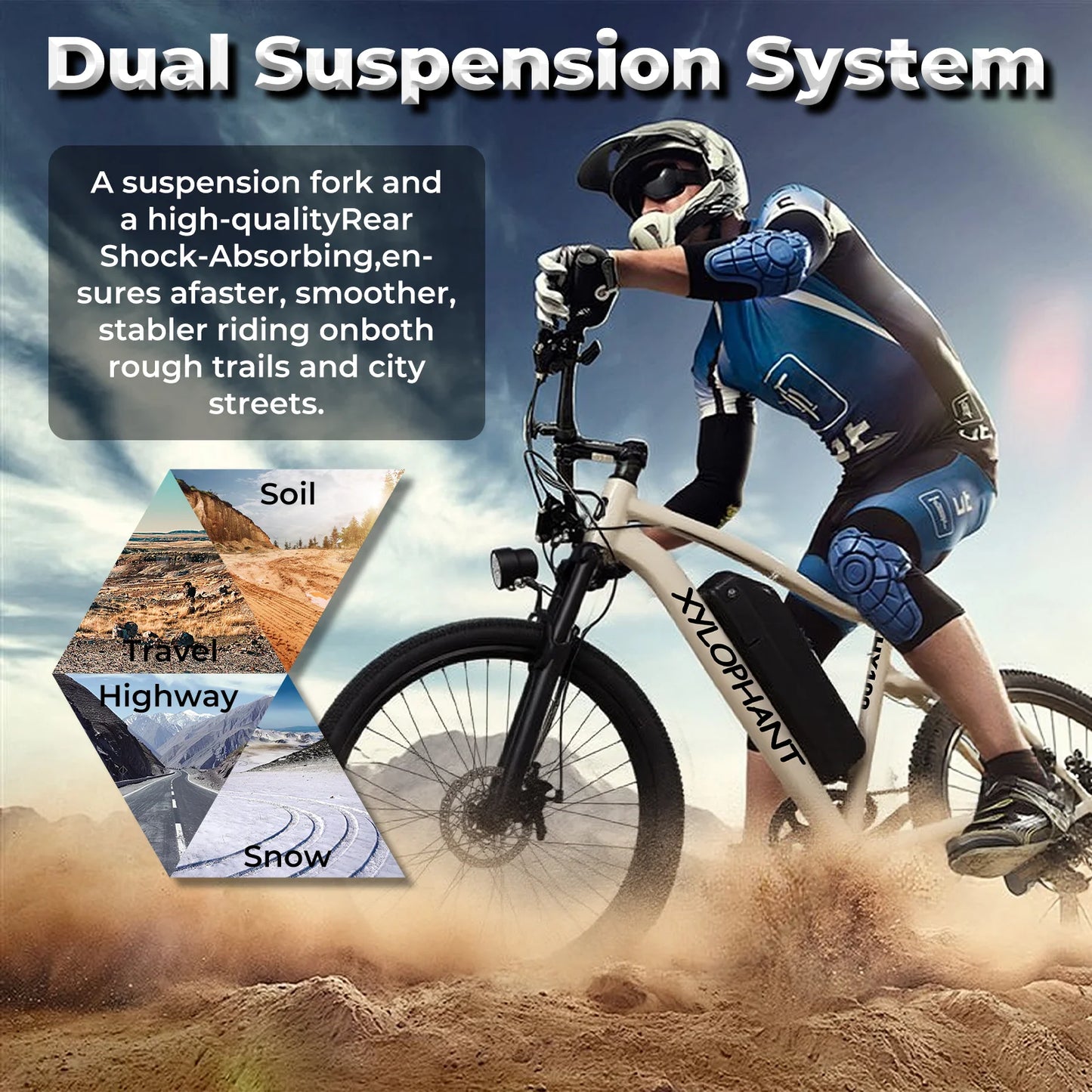 Terrosor Electric Mountain Bike Fat Tire 350W Peak 19.9Mph