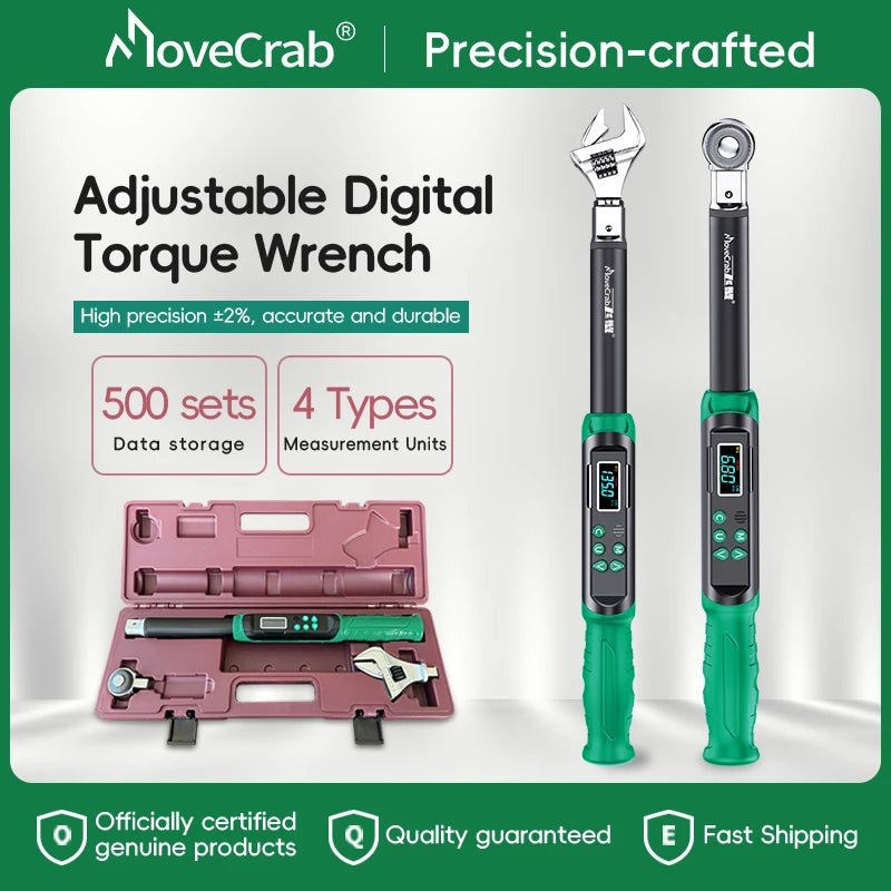 MoveCrab Digital Torque Wrench With Interchangeable Heads 6.8-135 Nm