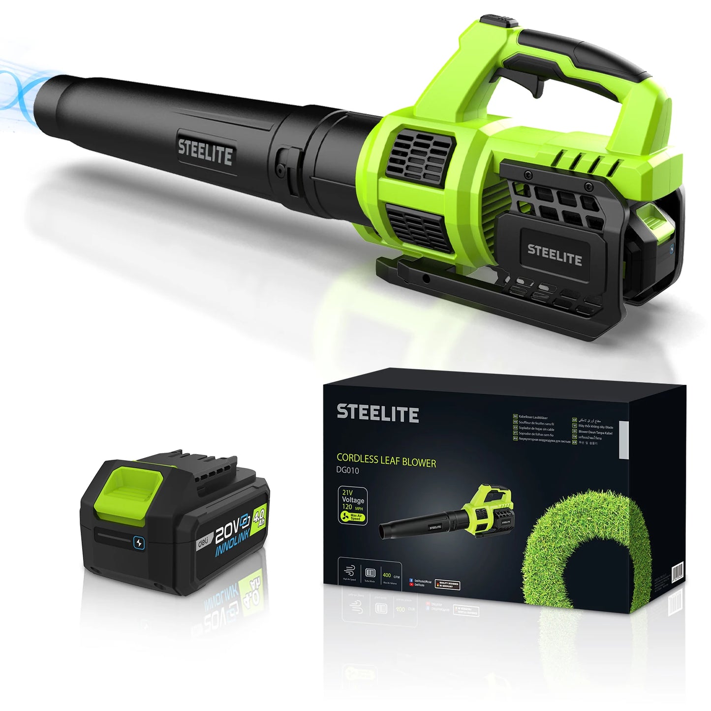 Deli 21V Cordless Leaf Blower 4.0Ah Battery Packs And Charger
