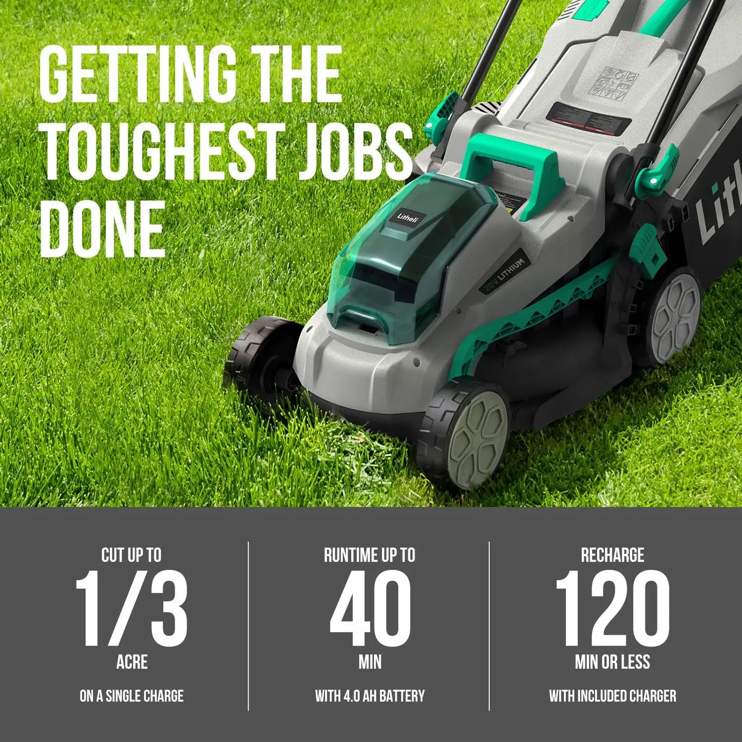 Cordless Lawn Mower 20V Brushless 5-Position Cutting Heights