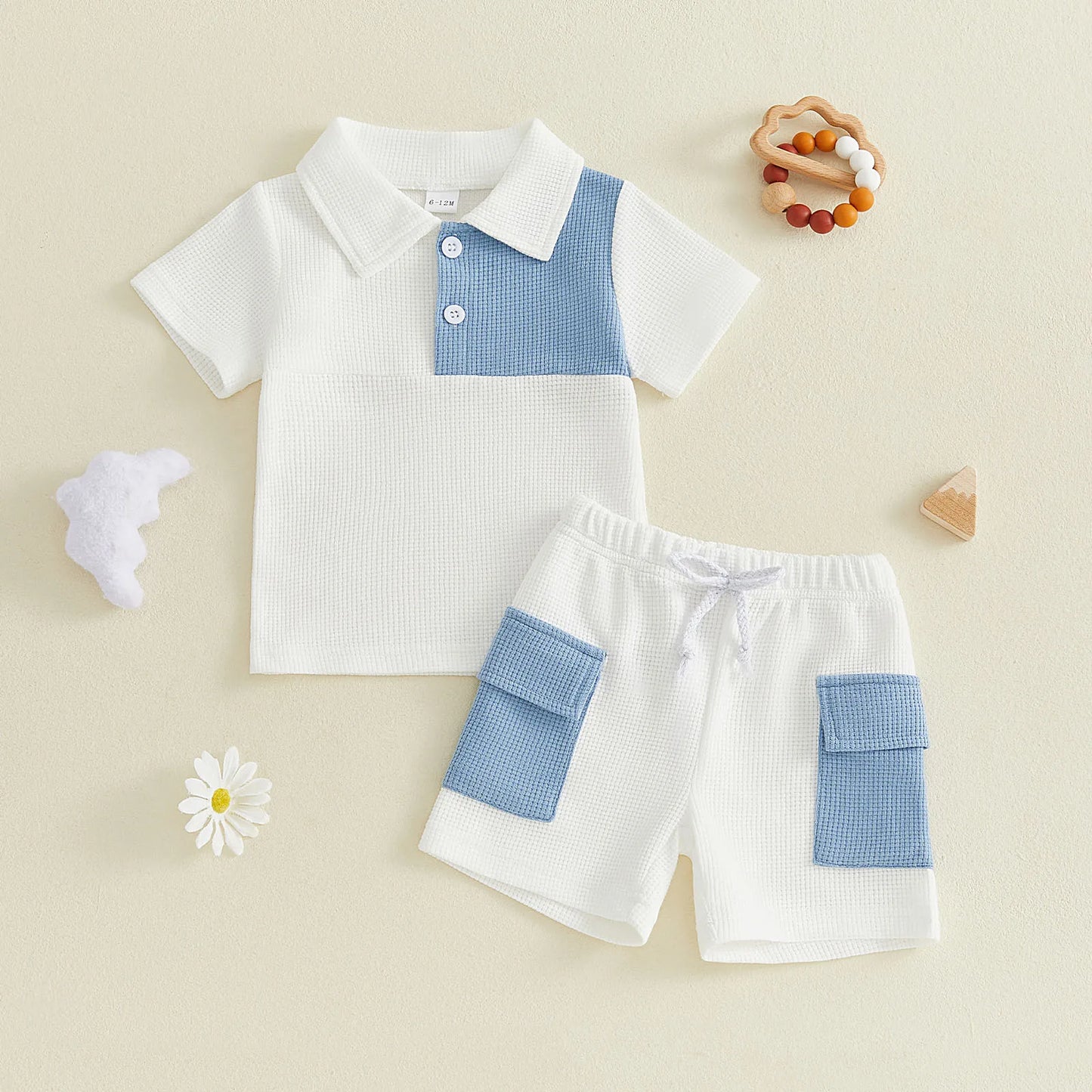 Infant Boy Summer Shirt And Cargo Shorts Set For Playtime