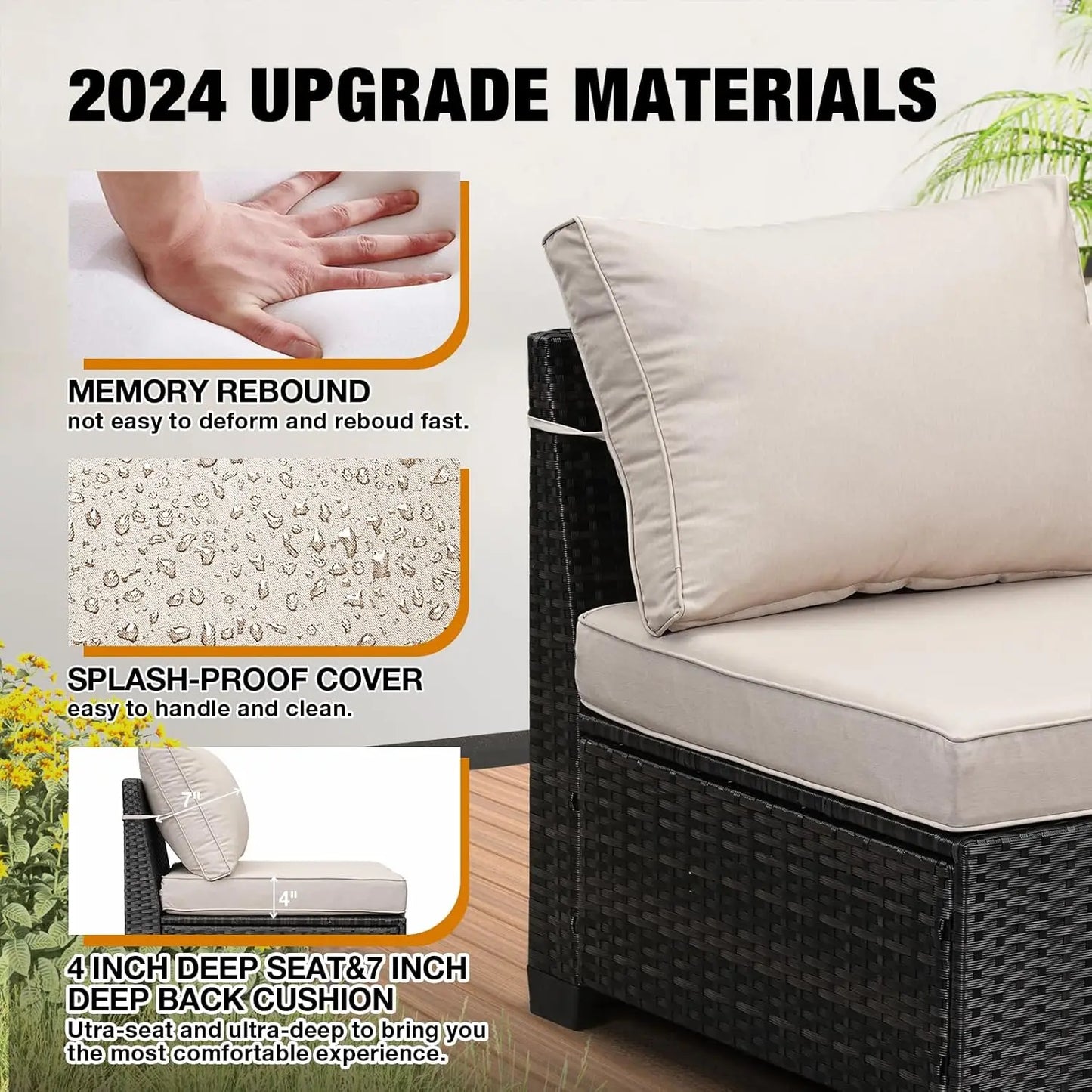HUANZHUANG 5 Piece OutdoorPatio Furniture Set AllWeather Wicker Sofa