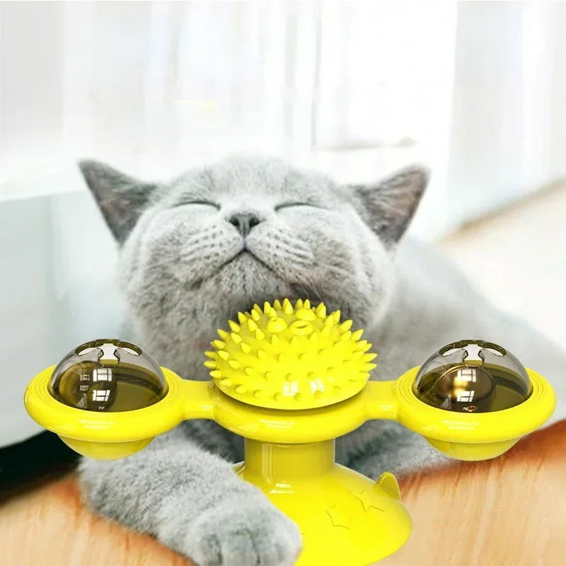 Windmill Cat Toy Interactive Puzzle Whirligig Turntable for Cats