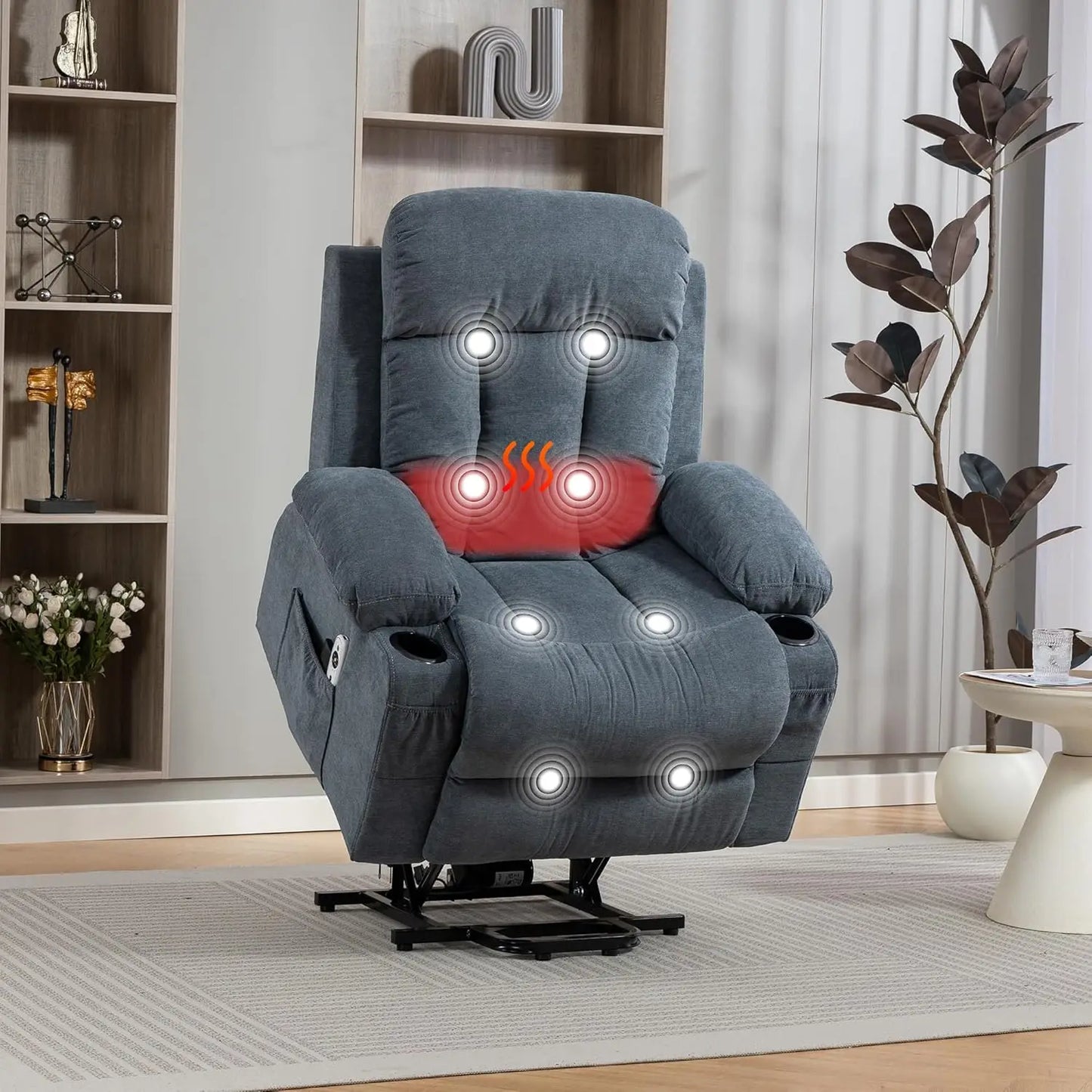 Power Lift Recliner Massage Chair For Elderly With Lumbar Heat