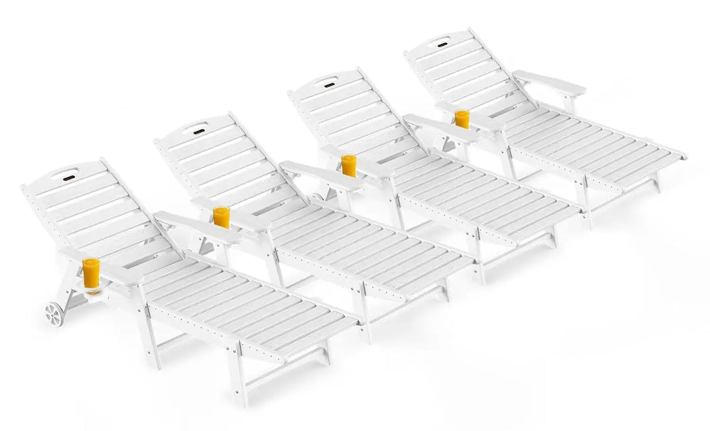 Outdoor Lounge Chairs Set Of 4 All Weather HDPE Wheels