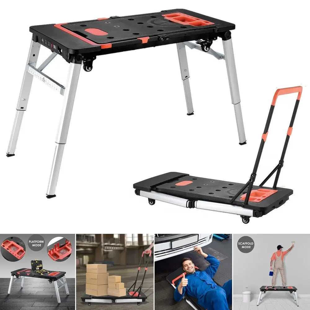 NONEDIY Multifunctional 7-in-1 Portable Folding Work Table Sawhorse 440lbs