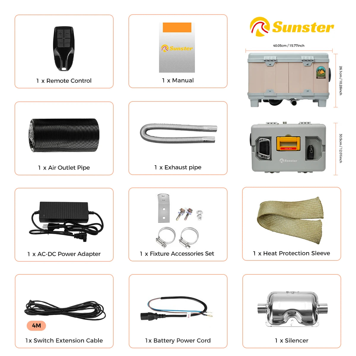 Sunster 8KW Diesel Air Heater LCD Bluetooth Parking For Cars