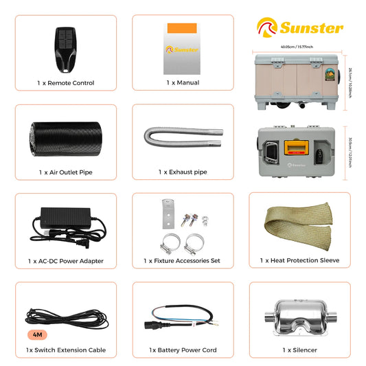 Sunster 8KW Diesel Air Heater LCD Bluetooth Parking For Cars