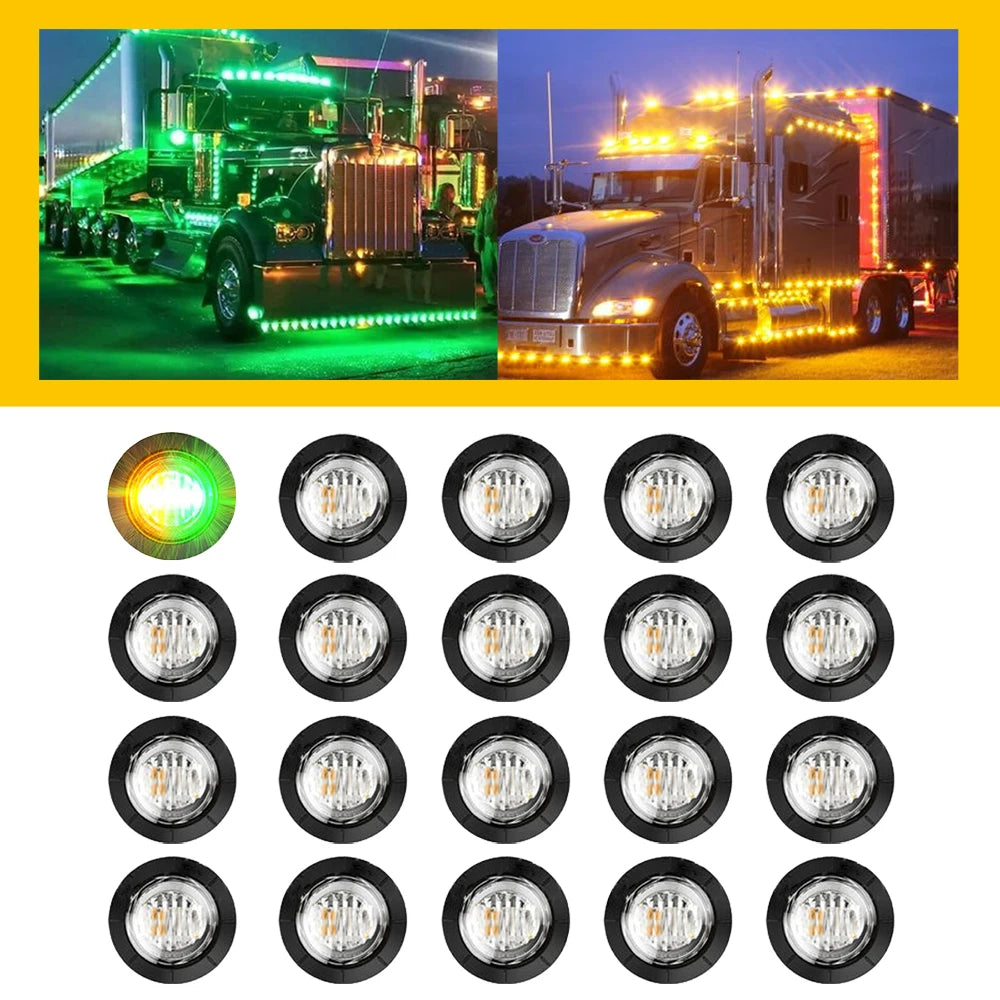 Auxito 20Pcs Dual Led Clearance Side Marker Lights For 12 24V Trailers