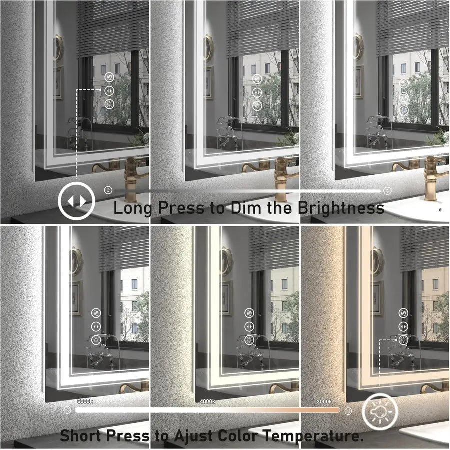 LED Bathroom Vanity Mirror With Dual Backlit Front Lit Illumination