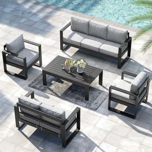 Outdoor Aluminum Patio Chair Set Of 2 With Washable Cushions