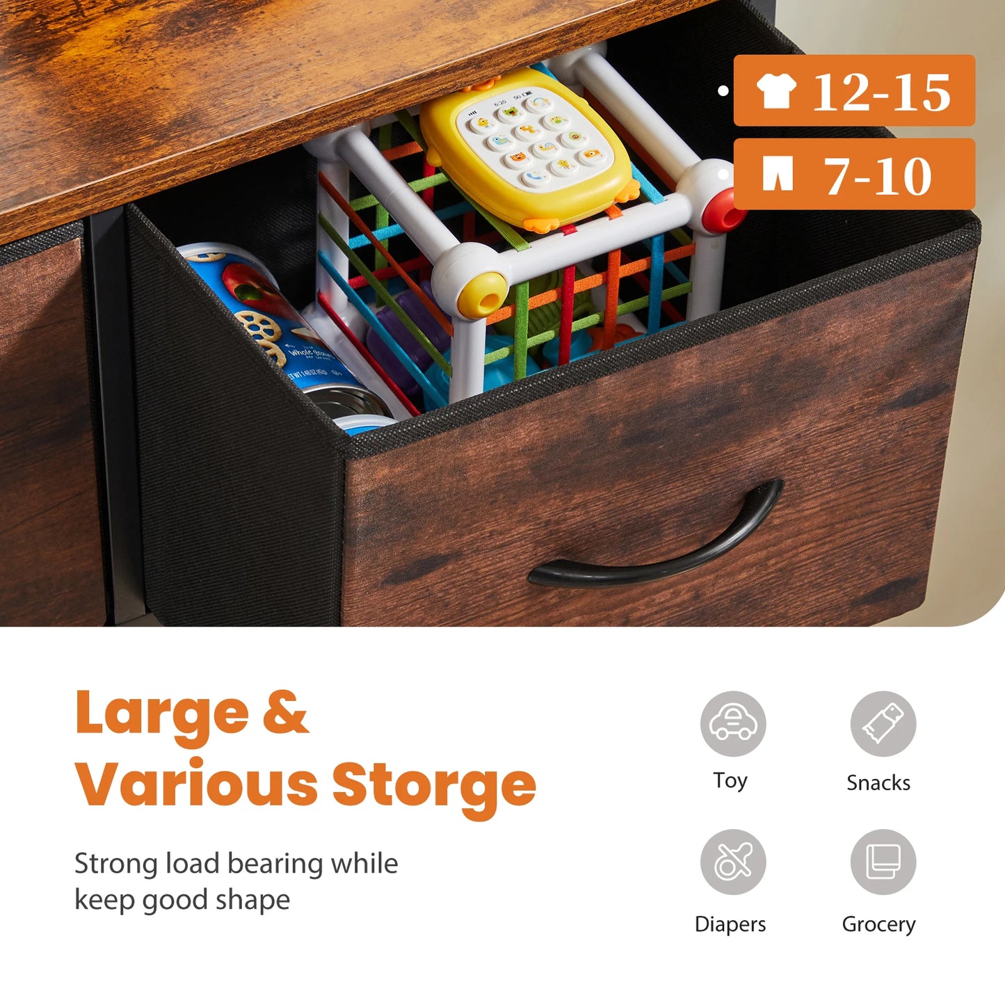 JHK Dresser With 9 Fabric Storage Drawers Wardrobe For Bedroom