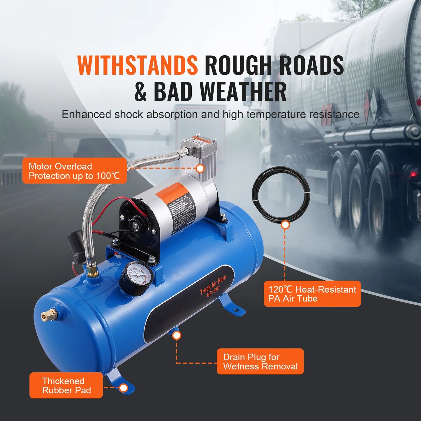 SucceBuy 12V Air Compressor With Tank For Train Horn