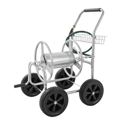 SucceBuy Hose Reel Cart Heavy Duty Garden With Basket