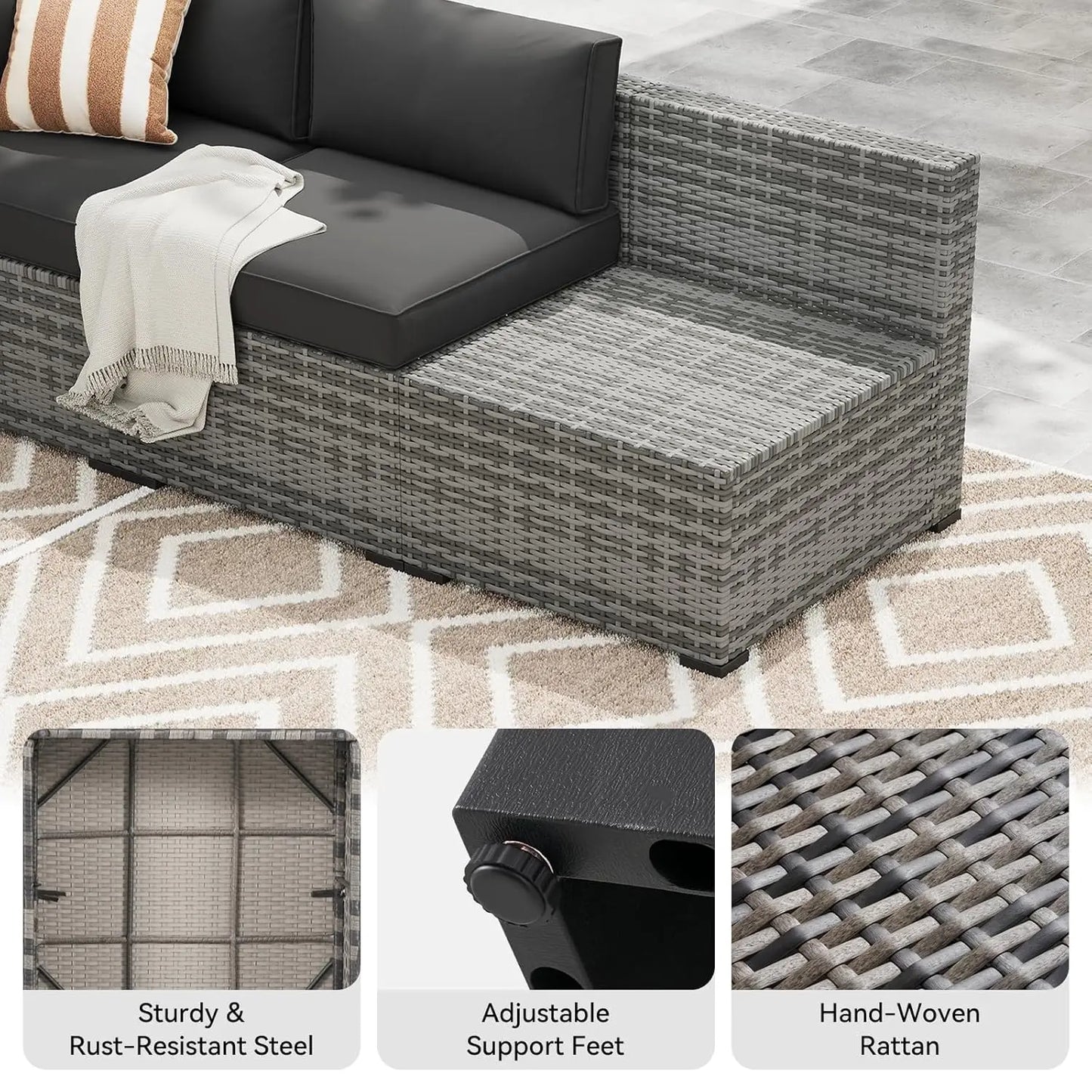 XIAOLANG Outdoor Wicker Patio Furniture Set With Cushions