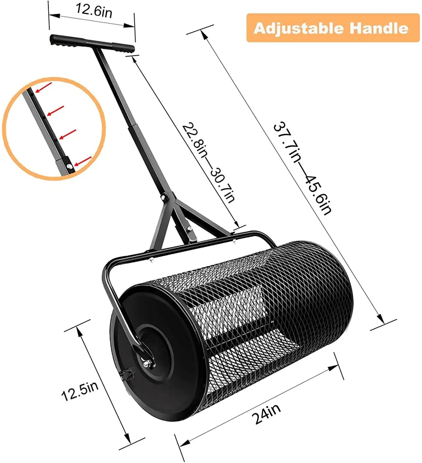 Compost T Shape Handle Metal Mesh Spreader For Lawns Garden