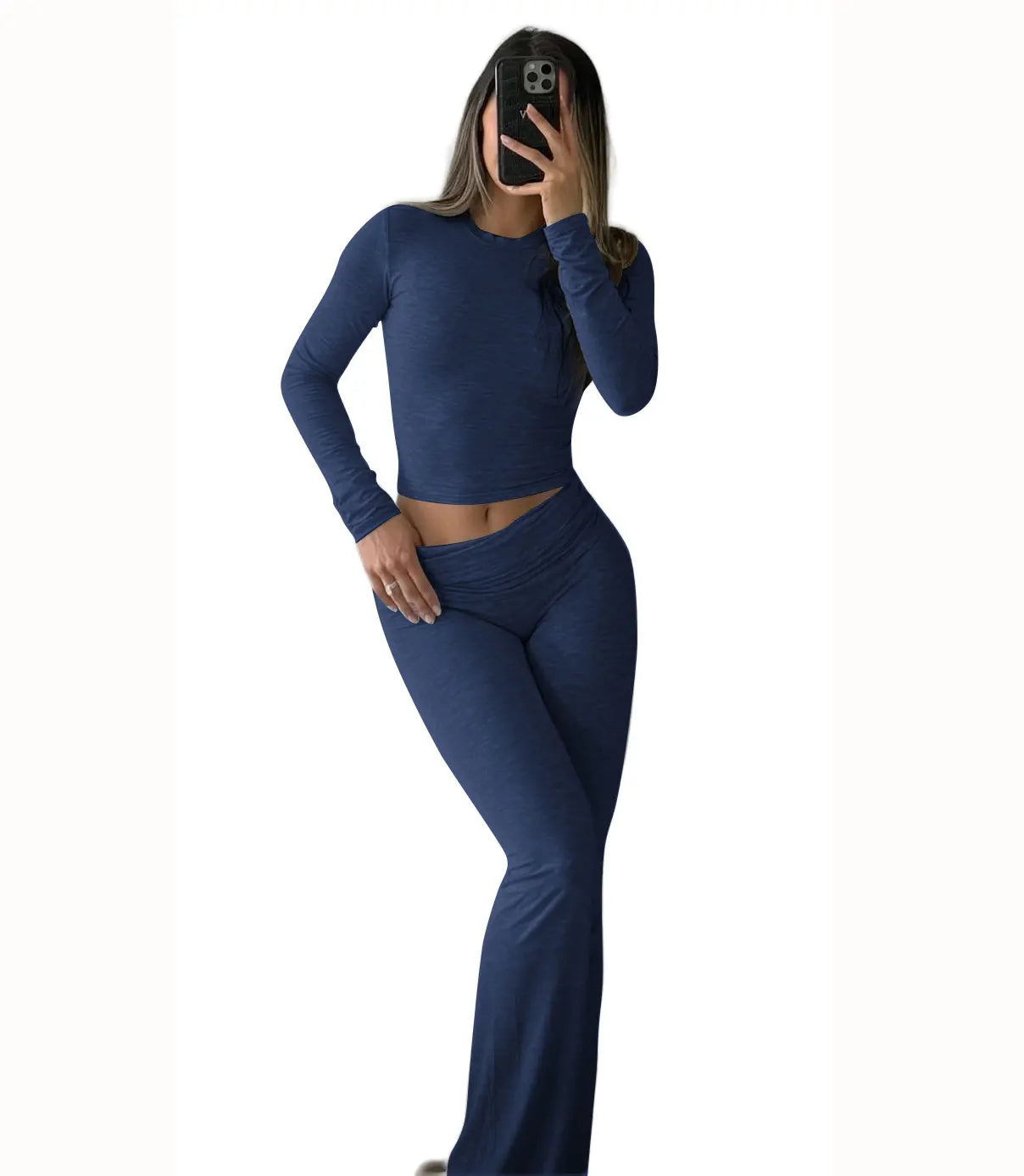Women's Yoga Two Piece Set Long Sleeve Wide Leg Activewear Coordinated Set