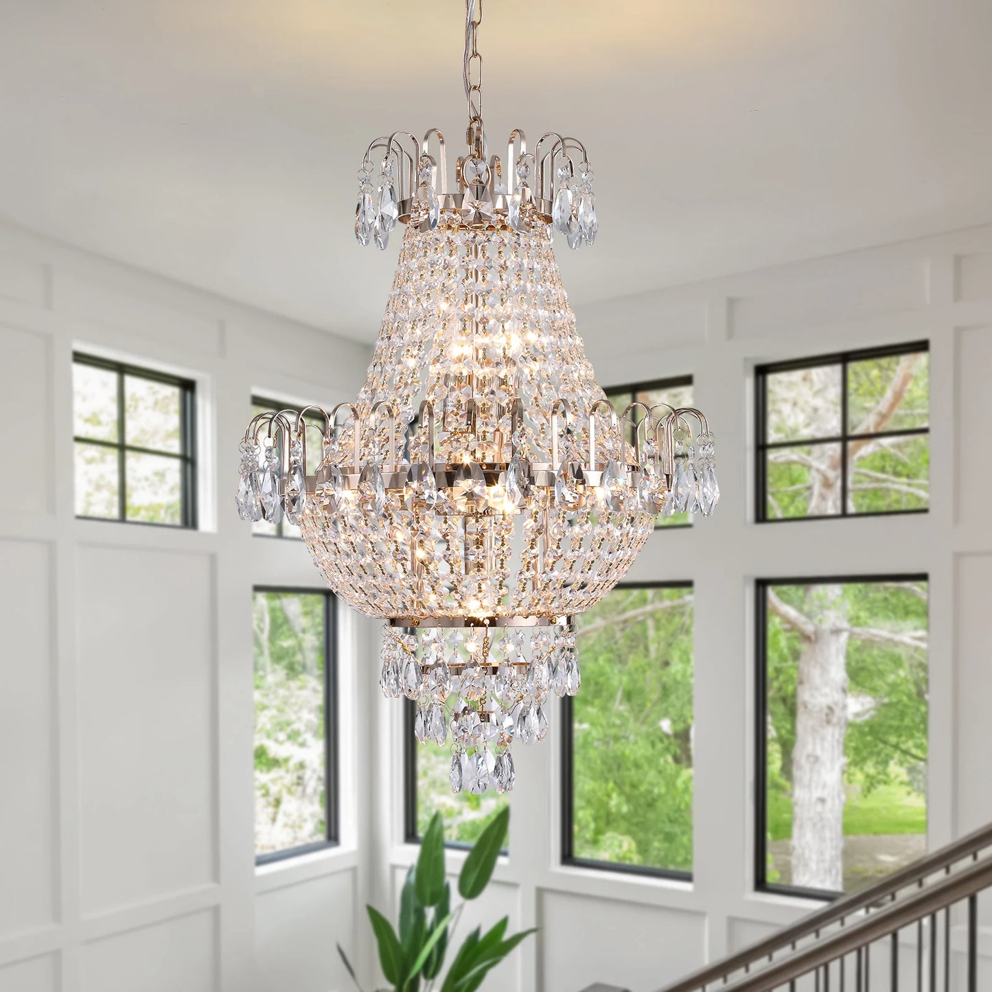 ARLGSITE Luxury Crystal Chandelier K9 Crystals Ceiling Pendant Light