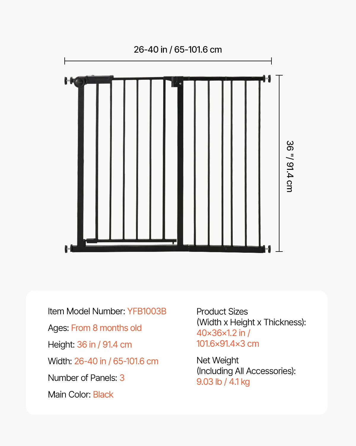 SucceBuy Baby Gate Walk Through Doorways Pressure Mounted
