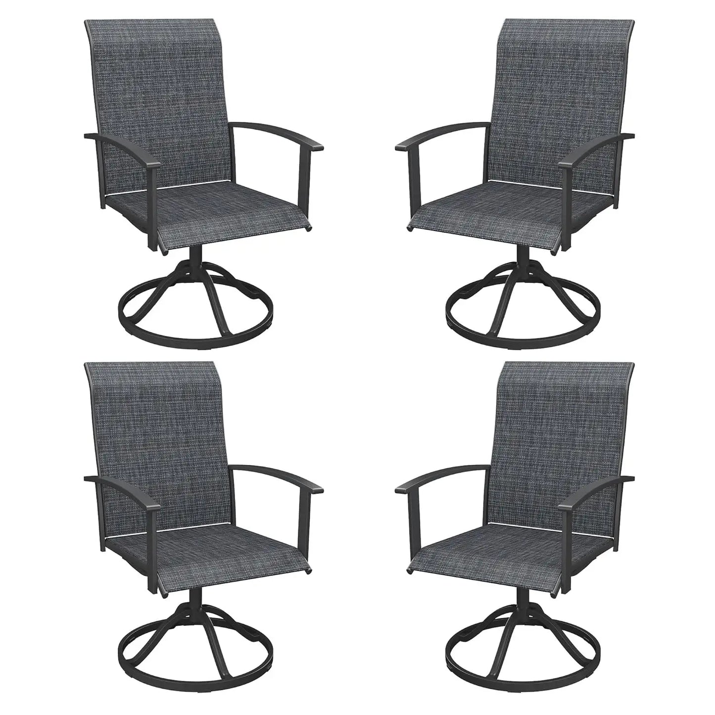 Swivel Patio Chairs Set of 4 High Back Textilene Dining