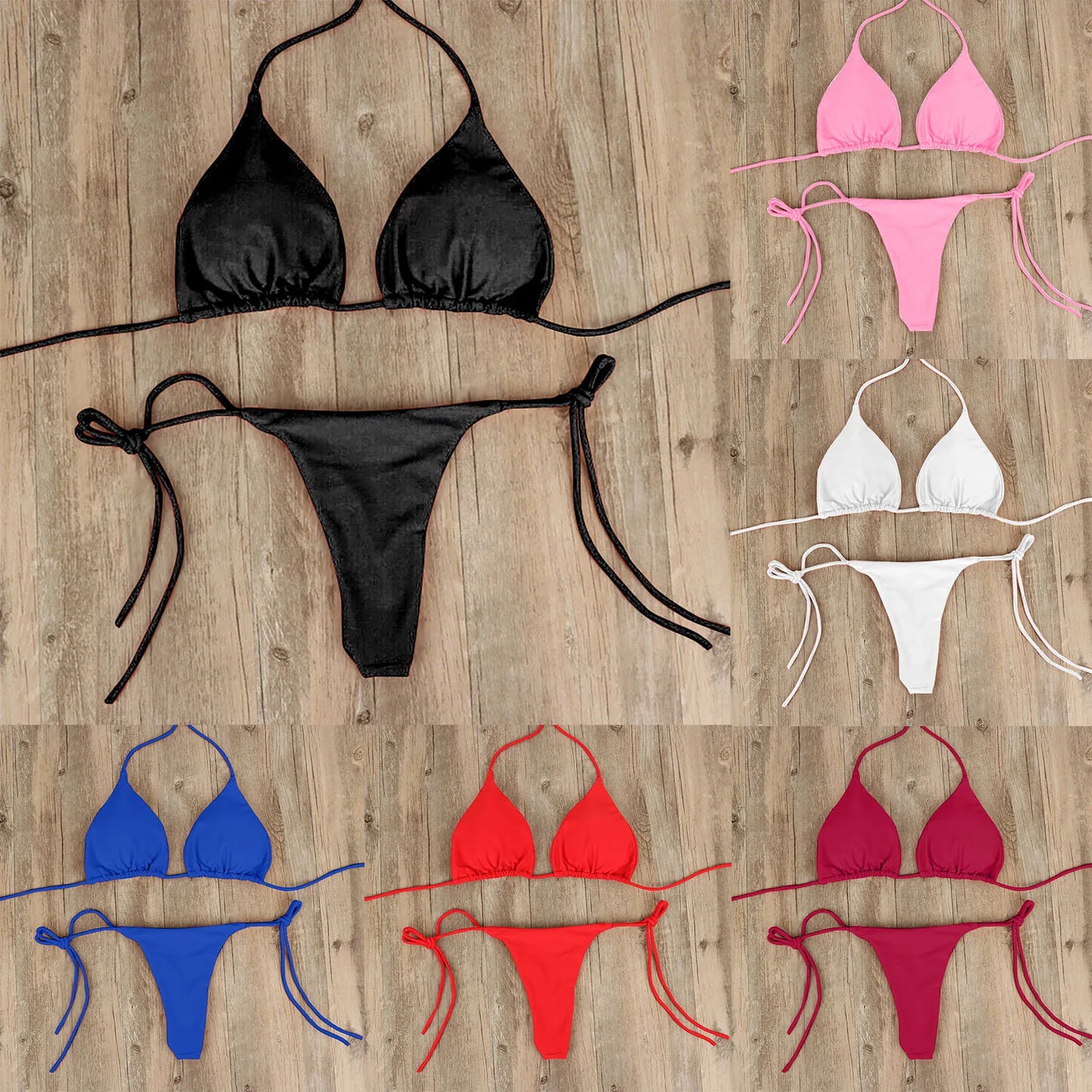Women Sexy Push Up Bikini Set With Padded Bra Thong Two Piece Swimwear