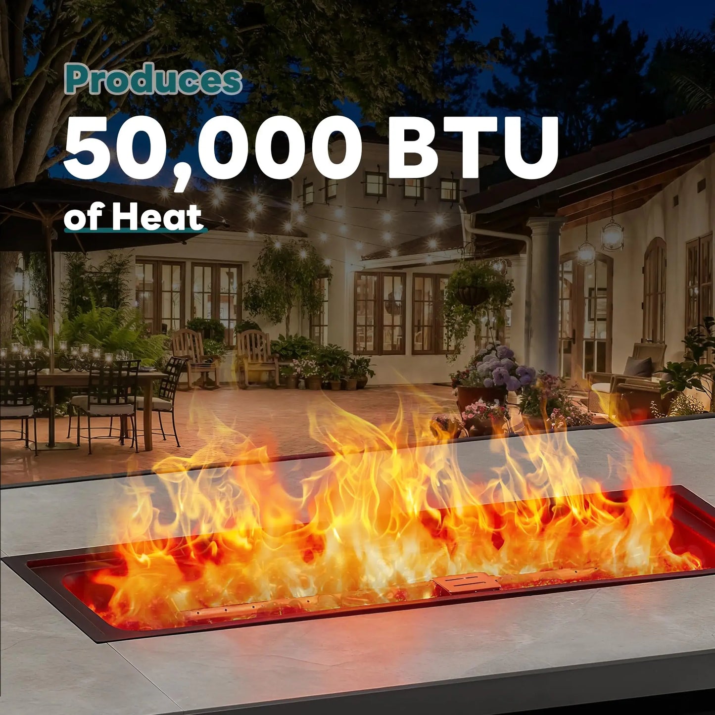 JHK 50000 BTU Outdoor Propane Fire Pit Table CSA Certified